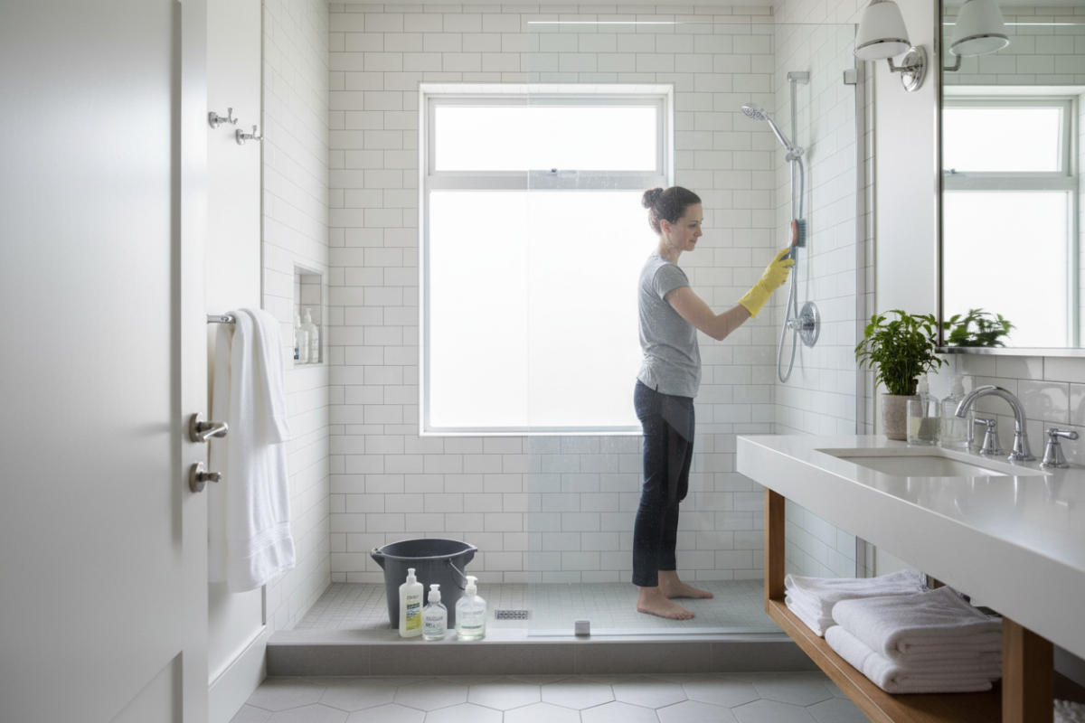 Deep cleaning bathroom in one day