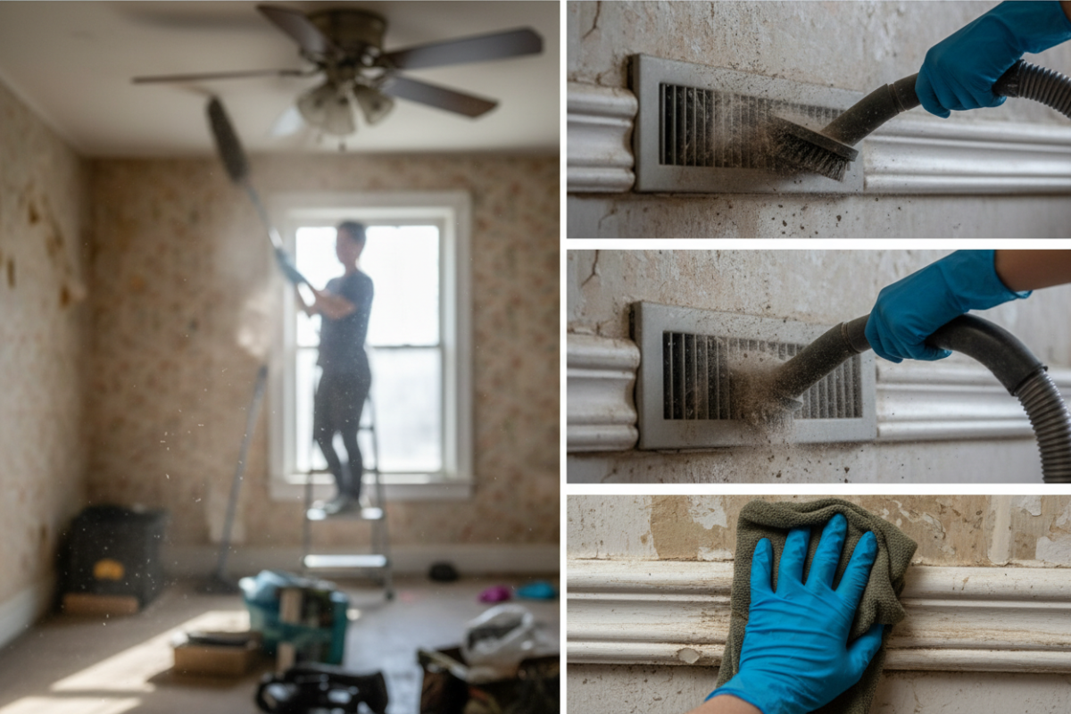 Cleaning forgotten areas during deep house cleaning